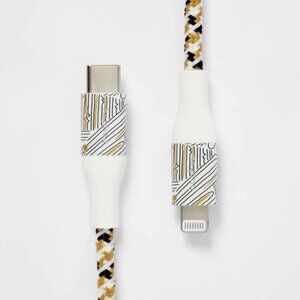 Brand New Heyday Black, Brown & White Colored 6ft. Lightning Cable to USB-C